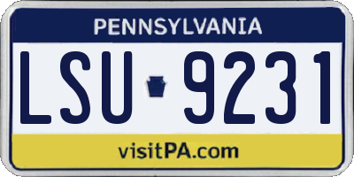 PA license plate LSU9231