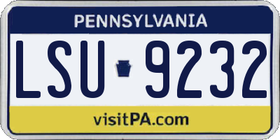 PA license plate LSU9232