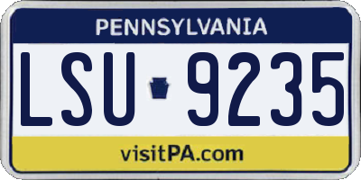 PA license plate LSU9235