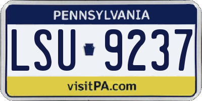 PA license plate LSU9237
