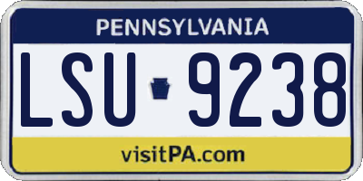 PA license plate LSU9238