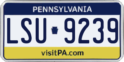 PA license plate LSU9239