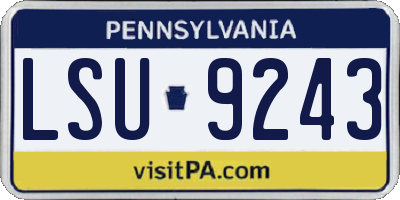 PA license plate LSU9243