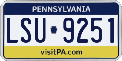 PA license plate LSU9251