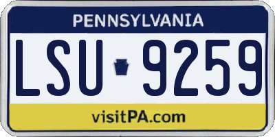 PA license plate LSU9259