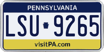 PA license plate LSU9265