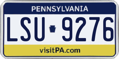 PA license plate LSU9276