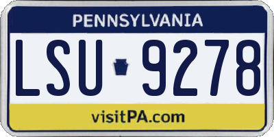 PA license plate LSU9278