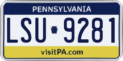 PA license plate LSU9281