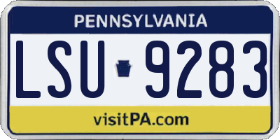 PA license plate LSU9283