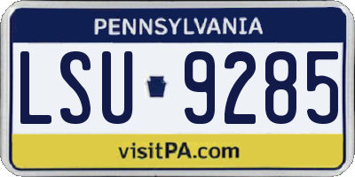 PA license plate LSU9285