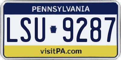 PA license plate LSU9287