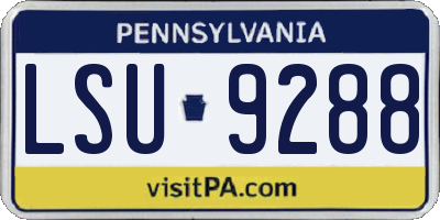 PA license plate LSU9288