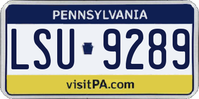 PA license plate LSU9289