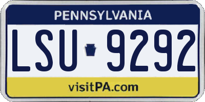 PA license plate LSU9292
