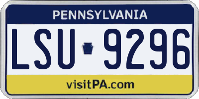 PA license plate LSU9296