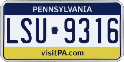 PA license plate LSU9316