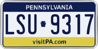 PA license plate LSU9317