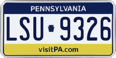 PA license plate LSU9326