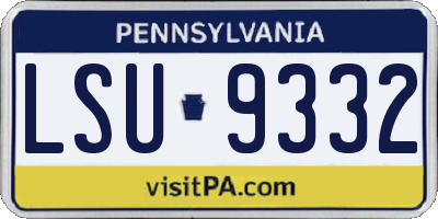 PA license plate LSU9332