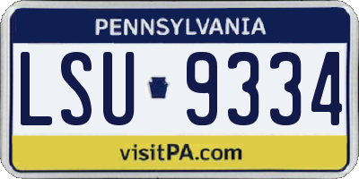 PA license plate LSU9334