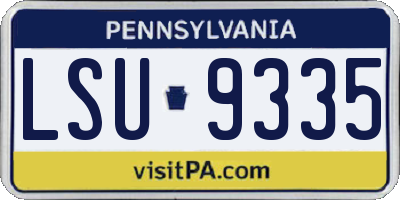PA license plate LSU9335