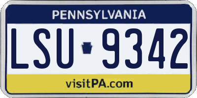 PA license plate LSU9342