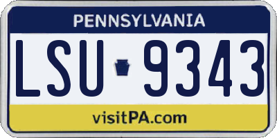 PA license plate LSU9343