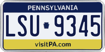PA license plate LSU9345