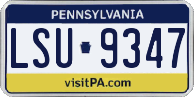PA license plate LSU9347
