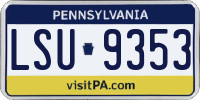 PA license plate LSU9353