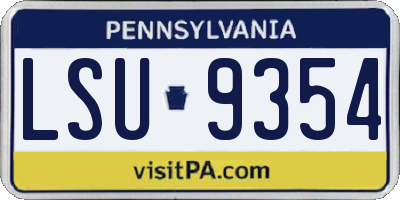 PA license plate LSU9354
