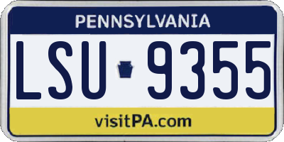 PA license plate LSU9355