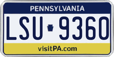 PA license plate LSU9360