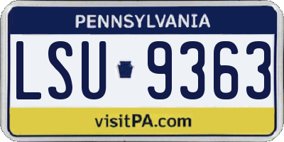 PA license plate LSU9363