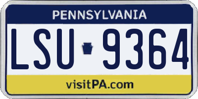 PA license plate LSU9364