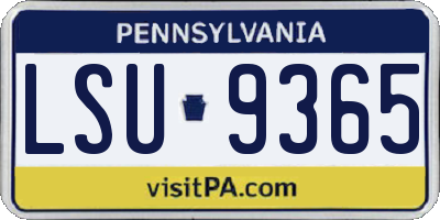 PA license plate LSU9365