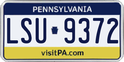 PA license plate LSU9372