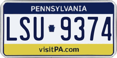PA license plate LSU9374