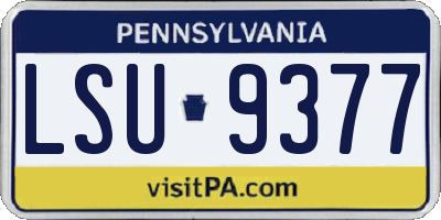 PA license plate LSU9377