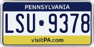 PA license plate LSU9378