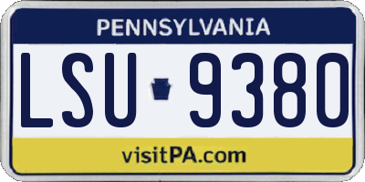PA license plate LSU9380