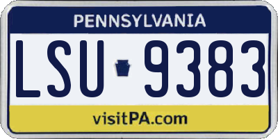 PA license plate LSU9383