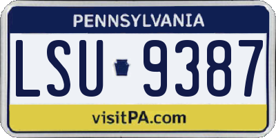 PA license plate LSU9387
