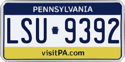 PA license plate LSU9392