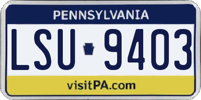 PA license plate LSU9403