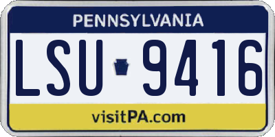 PA license plate LSU9416