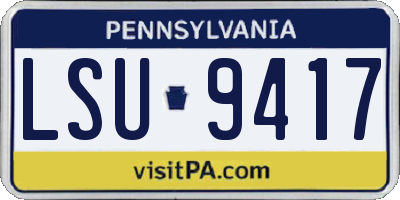 PA license plate LSU9417