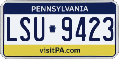 PA license plate LSU9423