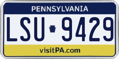 PA license plate LSU9429
